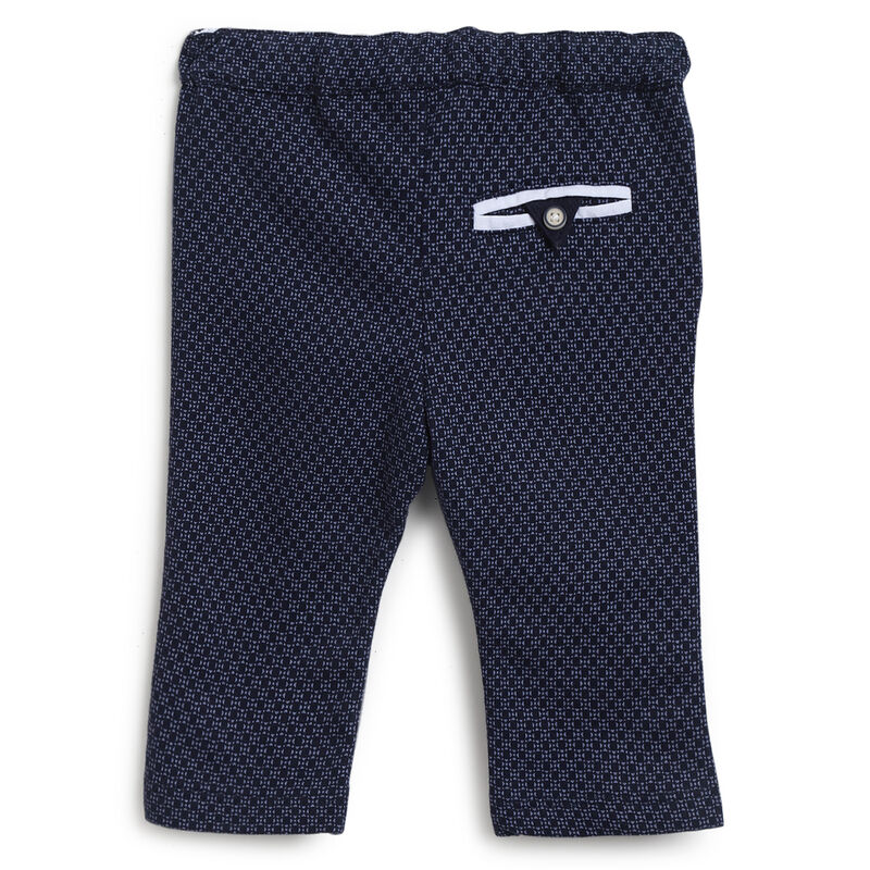 Boys Dark Blue Printed Long Trousers image number 1
